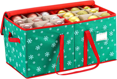 Large Christmas Ornament Storage Container Box with Zipper Closure