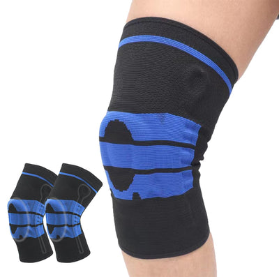 2 Pack Compression Knee Brace Sleeve with Side Stabilizers & Patella Gel Pad