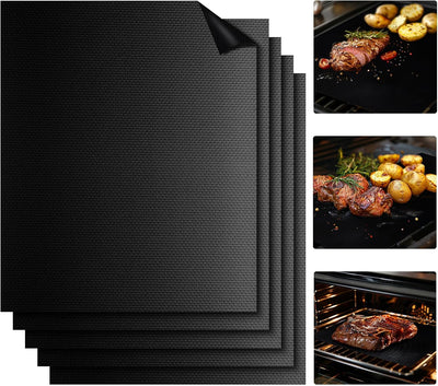 Set of 5 Non-Stick BBQ Grill Mats