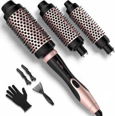 3-in-1 Thermal Brush Set - Create Perfect Blowout Looks, One Temp 392℉ for Thin to Medium Hair