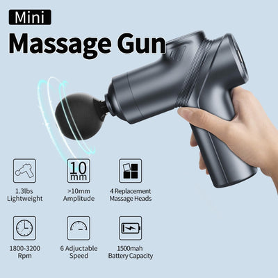 Portable Deep Tissue Massage Gun with Silent Motor and 4 Heads