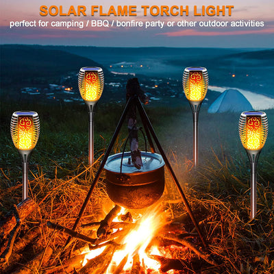 4 Pack Solar Lights Outdoor LED Light with Flickering Flame, Waterproof Solar Garden Lights for Path Landscape Patio Decor