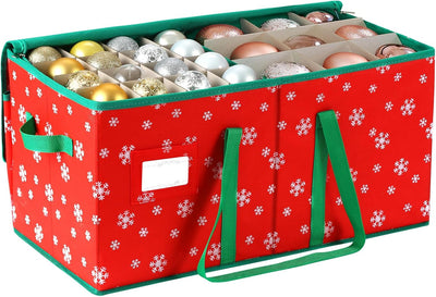 Large Christmas Ornament Storage Container Box with Zipper Closure