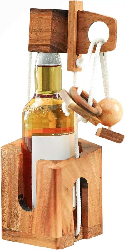 Miri - Challenging 3D Wooden Wine Bottle Holder and Wine Lock Puzzle Games