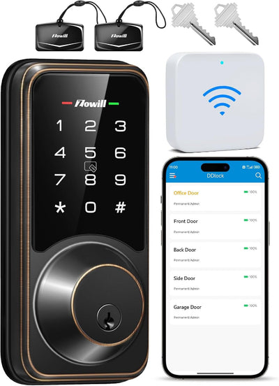 WiFi Smart Lock with Keyless Entry, App Control, Touchscreen Keypad, Auto Lock