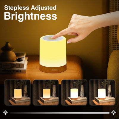 Rechargeable Dimmable Night Light Touch Lamp with Warm White Light & Color Changing RGB