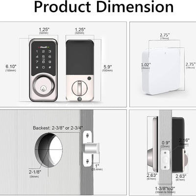 WiFi Smart Lock with Keyless Entry, App Control, Touchscreen Keypad, Auto Lock