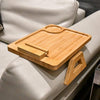 Couch Arm Tray Table with 360° Rotating Phone Holder & Bamboo Side Table