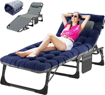 5 Position Folding Lounge Chair - Adjustable, Multi-Use Reclining Chair