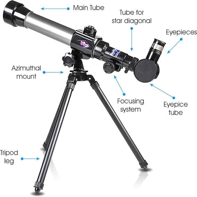 Beginner Telescope - Includes Tripod Stand and 20x, 30x, 40x Eyepieces