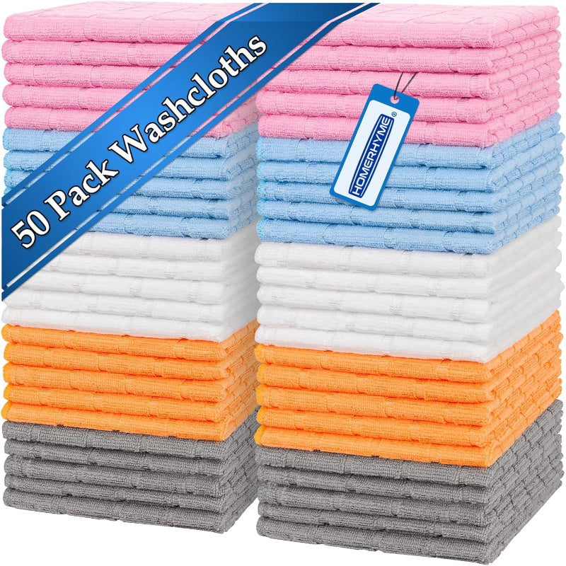 Multi-Pack White Fingertip Washcloths, Soft Lint Free Quick Dry Absorbent Reusable