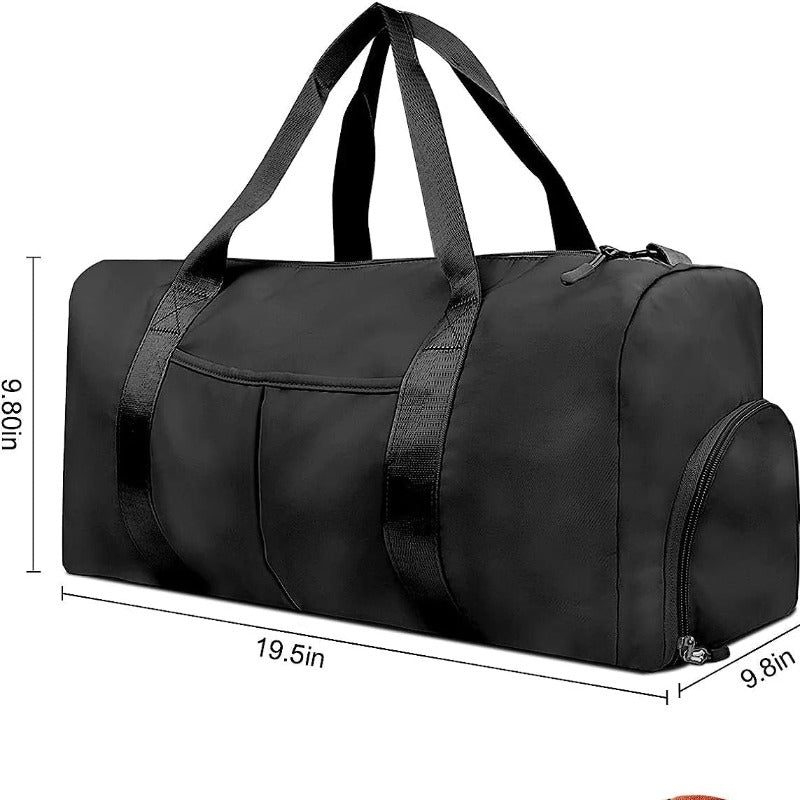 Travel Duffel Carry on Bag, Foldable Weekender Bag with Shoes Compartment, Water-Proof & Tear Resistant