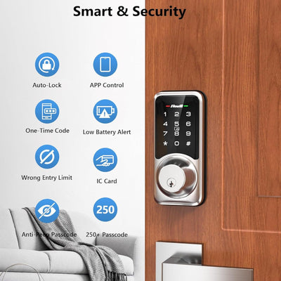 WiFi Smart Lock with Keyless Entry, App Control, Touchscreen Keypad, Auto Lock