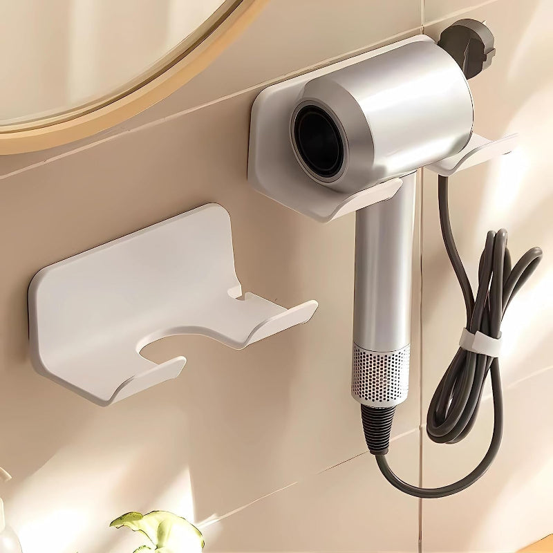 Universal Hair Dryer Holder Wall Mount with Plug and Cord Organizer