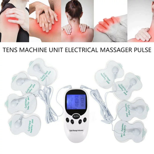 Tens Unit with 8 Electrode Pads - Massager Pulse Muscle Stimulator Dual Channel Rechargeable