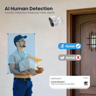 1080p Wireless Security Camera with AI Detection, Night Vision, 2-Way Talk, WiFi