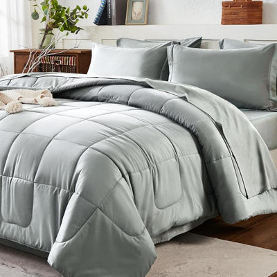 7 Piece Queen Comforter Bed In A Bag Set with Sheets