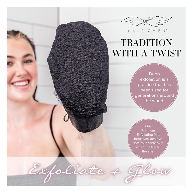  Premium Exfoliating Mitt, Vegan Viscose Body Scrub Glove for Self-Tan & Keratosis Pilaris