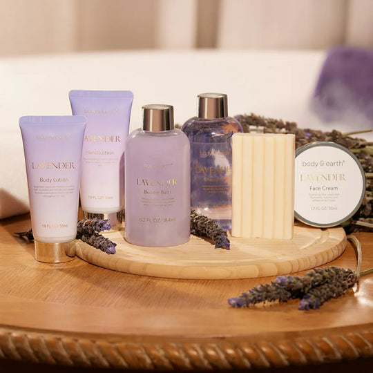 6 Pcs Lavender Relaxing Bath and Body Set