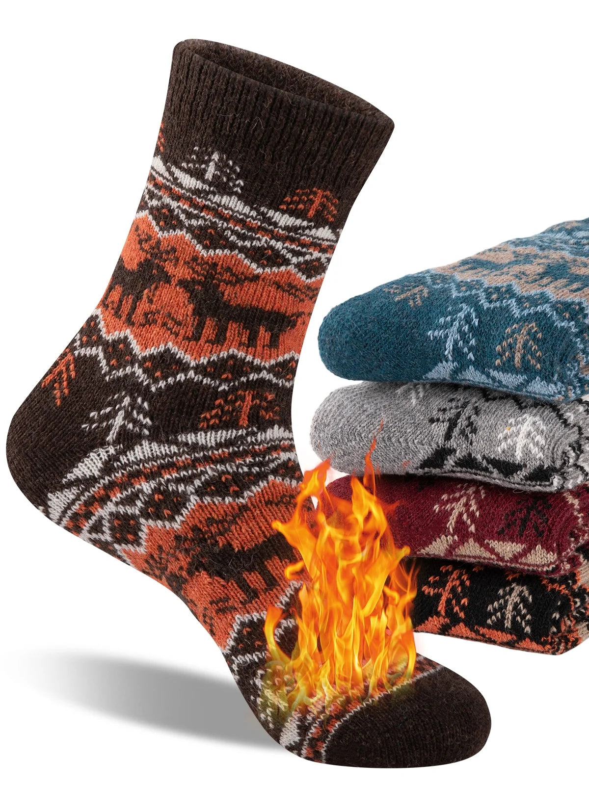 Men's 5 Pair Set of Wool Crew Socks