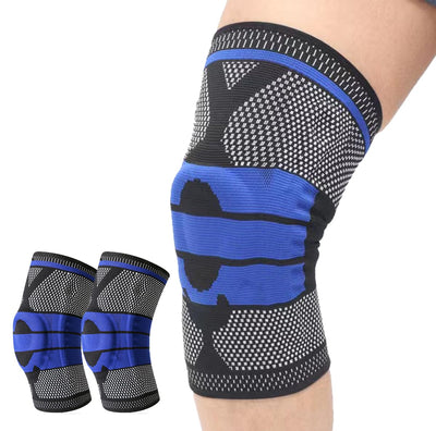 2 Pack Compression Knee Brace Sleeve with Side Stabilizers & Patella Gel Pad