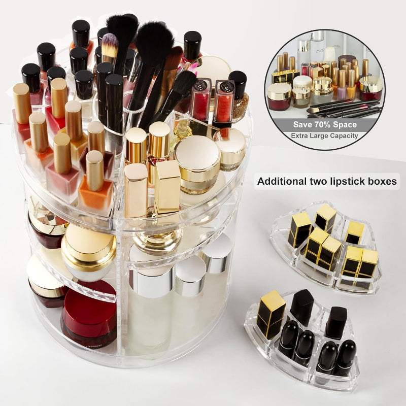 360° Rotating Makeup Organizer, Adjustable Cosmetic Storage with 8 Layers