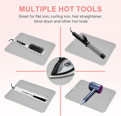 Oversized Silicone Heat Resistant Mat with Velcro for Curling Irons and Styling Tools