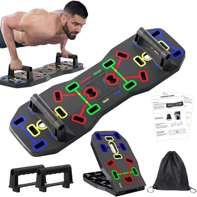 10-in-1 Portable Push Up Board with Foldable Push Up Bars for Strength Training