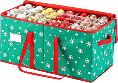 Large Christmas Ornament Storage Container Box with Zipper Closure