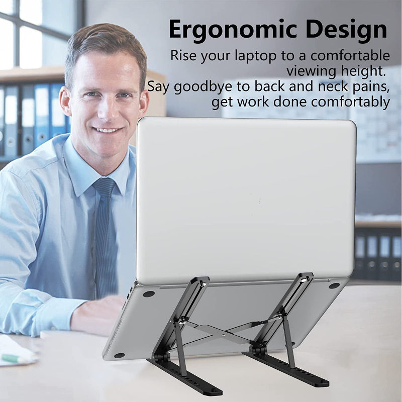 Adjustable Laptop Stand for Desk, Foldable Ventilated Holder for 10-15.6" Laptops