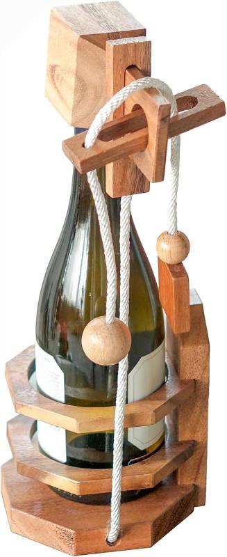 Miri - Challenging 3D Wooden Wine Bottle Holder and Wine Lock Puzzle Games