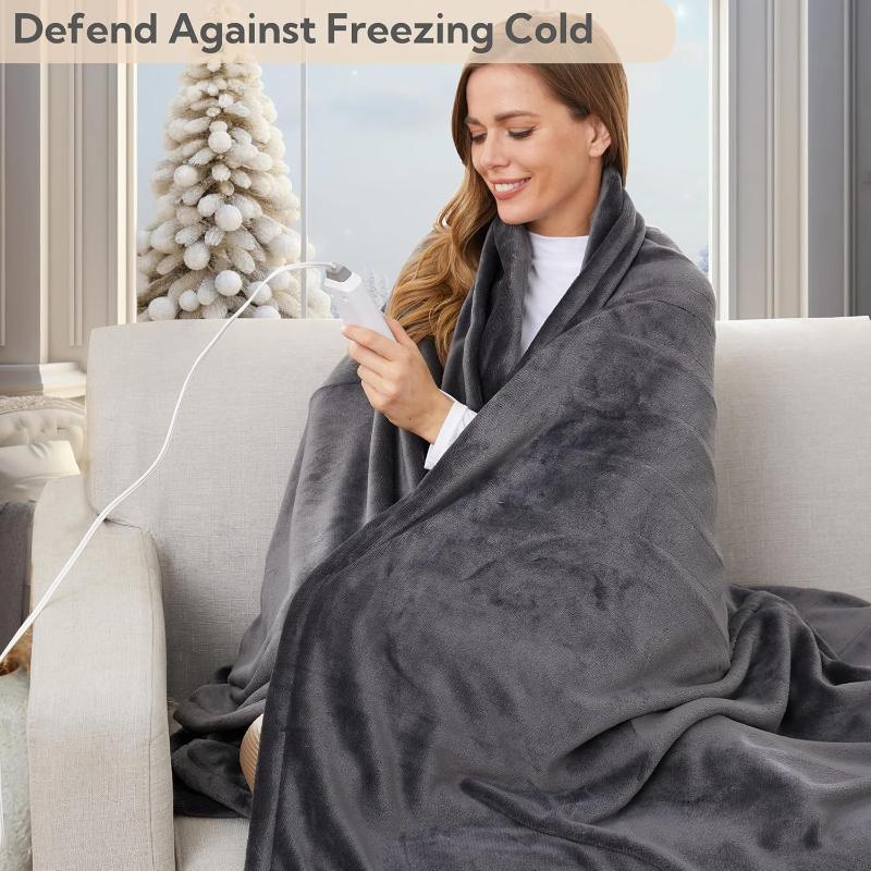 Heated Electric Throw Blanket, Cozy Flannel Heating Blanket with 4 Heat Levels 