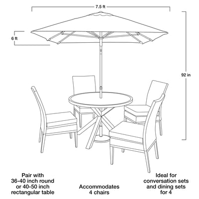 7.5 Foot Push-Up Round Market Umbrella