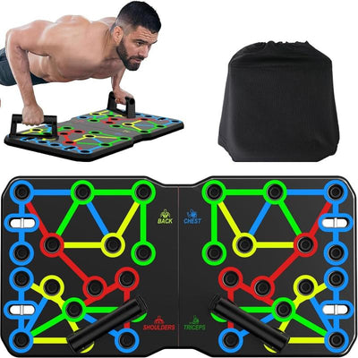 10-in-1 Portable Push Up Board with Foldable Push Up Bars for Strength Training