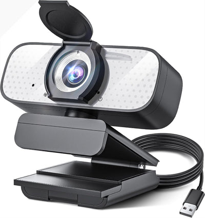 1080P Full HD Webcam with Microphone, Wide-Angle Camera, Privacy Cover for PC/Laptop