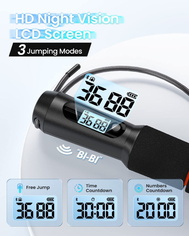 Smart Jump Rope with APP Tracking, Tangle-Free Adjustable Rope with Counter for Workouts