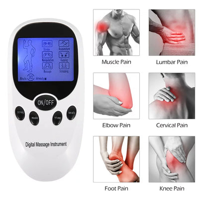 Tens Unit with 8 Electrode Pads - Massager Pulse Muscle Stimulator Dual Channel Rechargeable