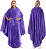  Fleece Wearable Blanket Poncho - Warm Cozy Travel Wrap Cape