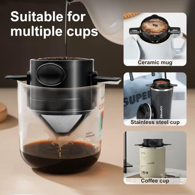 Reusable Stainless Steel Pour Over Coffee Dripper - Paperless Coffee Filter