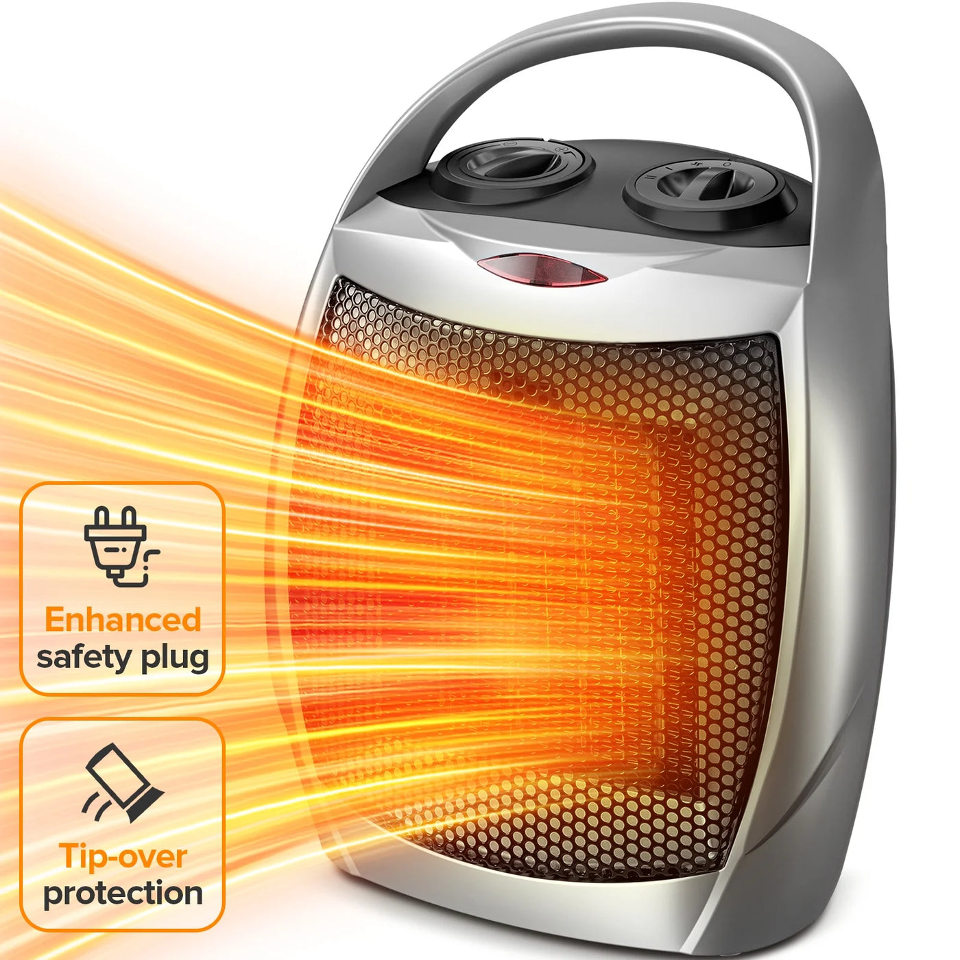  Portable Compact 950W/1500W Space Heater with Thermostat - ETL Certified 