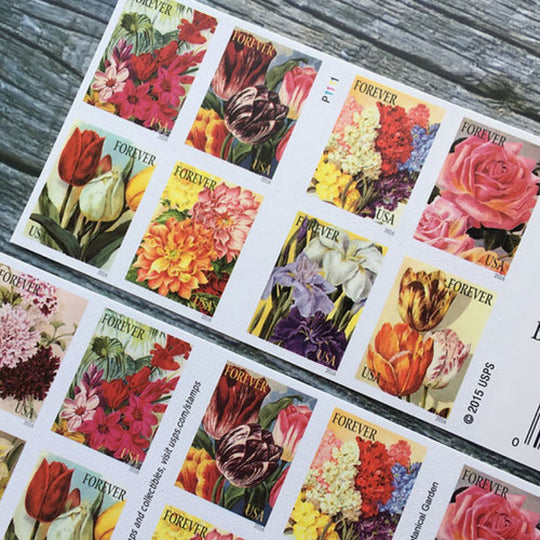 Botanical Art USPS First-Class Mail Forever Postage Stamps - Booklet of 20