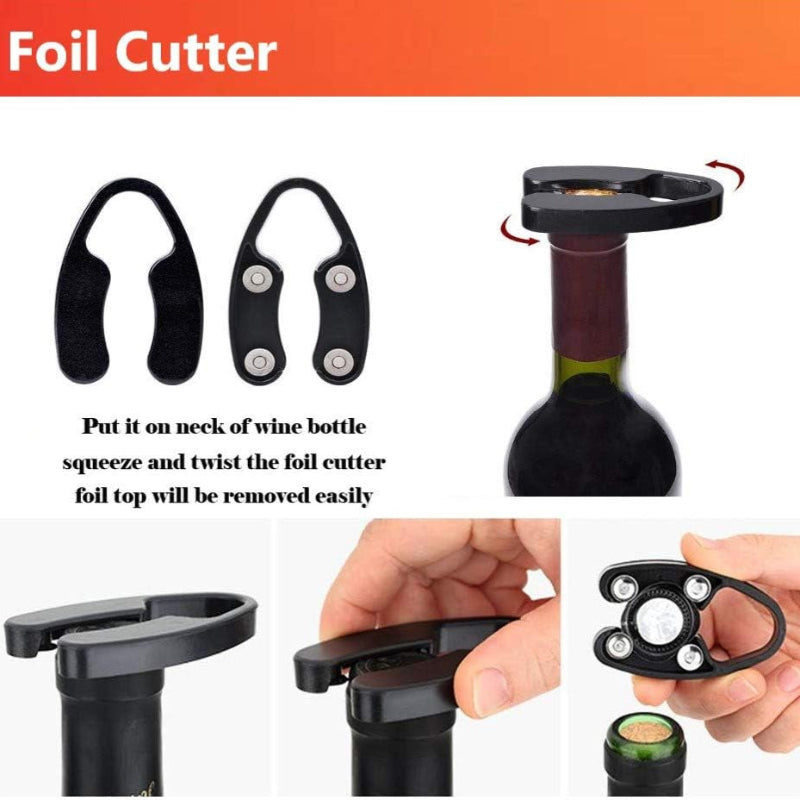  Air Pressure Wine Bottle Opener Set with Foil Cutter, Aerator, and Vacuum Stopper Set