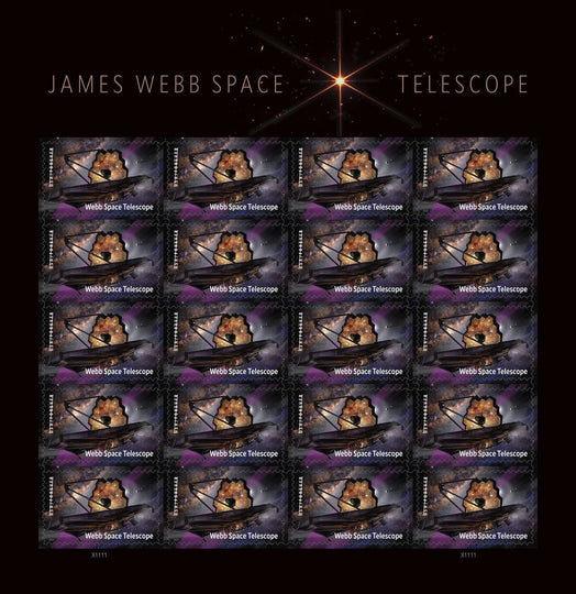 USPS Charles James Webb Space Telescope Forever Stamps - Sheet of 20 Postage Stamps