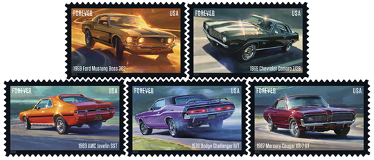 USPS Pony Cars Ford Mustang Forever Stamps - Sheet of 20 First Class Forever Stamps