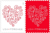 USPS HEARTS BLOSSOM LOVE 2019 Forever Stamps - Sheet of 20 Postage Stamps