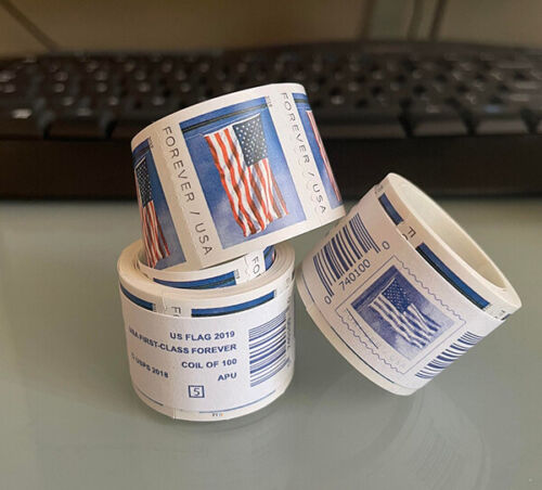 100 Forever Stamps 2019 US Flag USPS First Class Postage Stamps Coil of 100