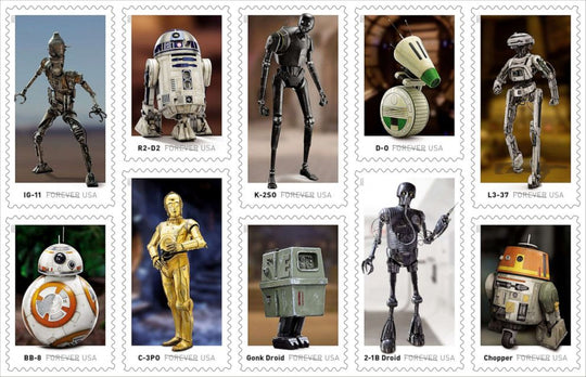 USPS Star Wars Droids One Sheet Forever Stamps