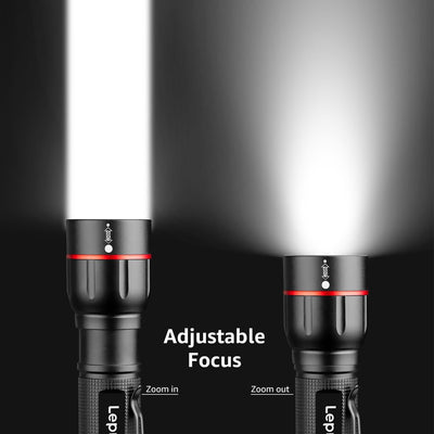 2-Packs LED Flashlights with Clip LE2050 Flashlight High Lumen Super Bright, 5 Lighting Modes, Zoomable Waterproof Lightweight Flashlights for Emergencies,Camping, Powered by AAA Battery,