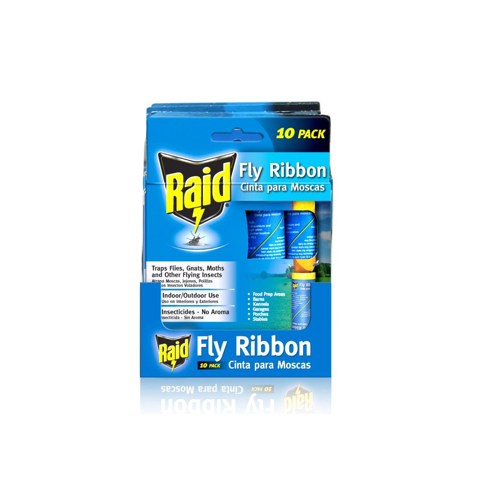 Raid® Fly Ribbons, Fly Traps, Effective for Kitchen & Food Prep Areas,10 Ct,1 Pack