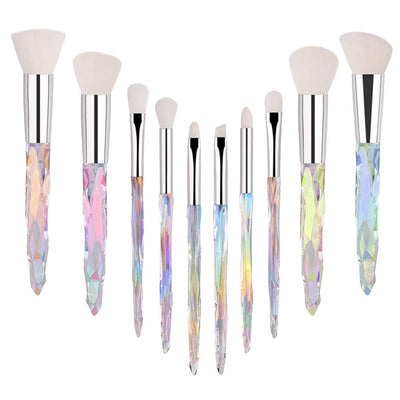 10pcs Colorful Diamond Cosmetic Kabuki Brushes 